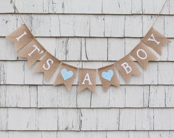 Its A Boy Burlap Banner, Baby Boy Shower Decorations, Rustic Baby Shower Banners, Rustic Shower Decorations, Its A Boy Burlap Bunting