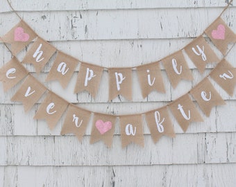 Happily Ever After Burlap Banner, Happily Ever After Bunting, Rustic Wedding Decorations, Burlap Banner, Rustic Country Bridal Shower Decor