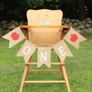 Apple Highchair Banner, Apple Birthday Party Decorations, High Chair Burlap Banner, Fall Apple Orchard First Birthday, Apple Of My Eye