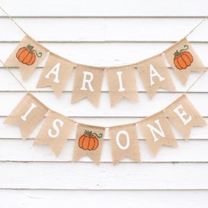 Pumpkin 1st Birthday, Pumpkin First Birthday Banner, Pumpkin Birthday Decorations, Custom Birthday Banner, Happy Birthday Burlap Banner