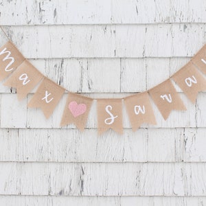 Custom Burlap Banner, Personalized Name Banner, Baby Girl Nursery Decor, Custom Baby Name Banner, Baby Shower Decor, Custom Script Banner