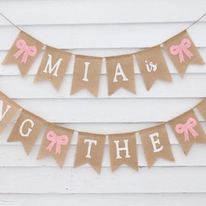 She is Tying The Knot Banner, Coquette Bridal Shower, Pink Bow Decorations, Custom Tying The Knot Banner, Coquette Bachelorette Party Ideas