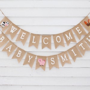 Farm Baby Shower Decorations, Farm Baby Banner, Baby Shower Decor, Baby Shower Banner, Custom Welcome Baby Banner, Barnyard Baby Shower