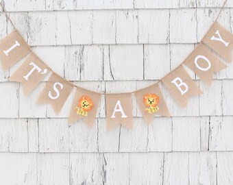 Its A Boy Banner, Lion Baby Shower Decorations, Lion Baby Banner, Safari Baby Shower Banner, Lion Shower Banner, Its A Boy Burlap Bunting