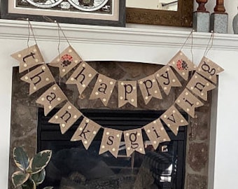 Thanksgiving Mantle Decorations, Thanksgiving Banner, Happy Thanksgiving Banner, Rustic Holiday Decor, Friendsgiving