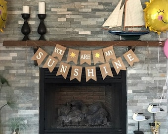 You are my sunshine Banner, You are my sunshine Garland, Burlap Banner, Baby Shower Decor, Nursery Decor, Photo Prop, New Baby Boy Girl