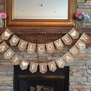 Gender Neutral Baby Shower, Welcome Baby Banner, Rustic Baby Shower Banner, Burlap Baby Shower Decoration, Custom Personalized Burlap Banner