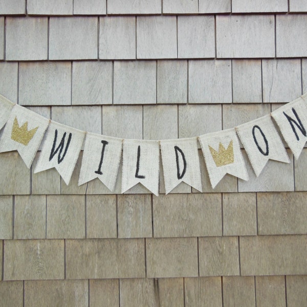 Banner de primer cumpleaños de Donde viven los monstruos, decoración de ducha de Donde viven los monstruos, banner de primer cumpleaños, banner de Un salvaje