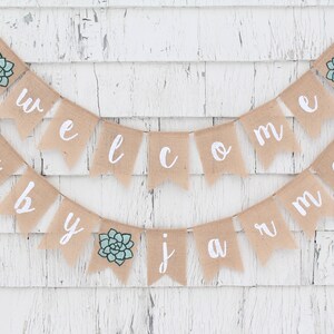 Succulent Baby Shower, Custom Welcome Baby Banner, Succulent Shower Decorations, Greenery Baby Shower Decorations, Personalized Baby Banner image 2