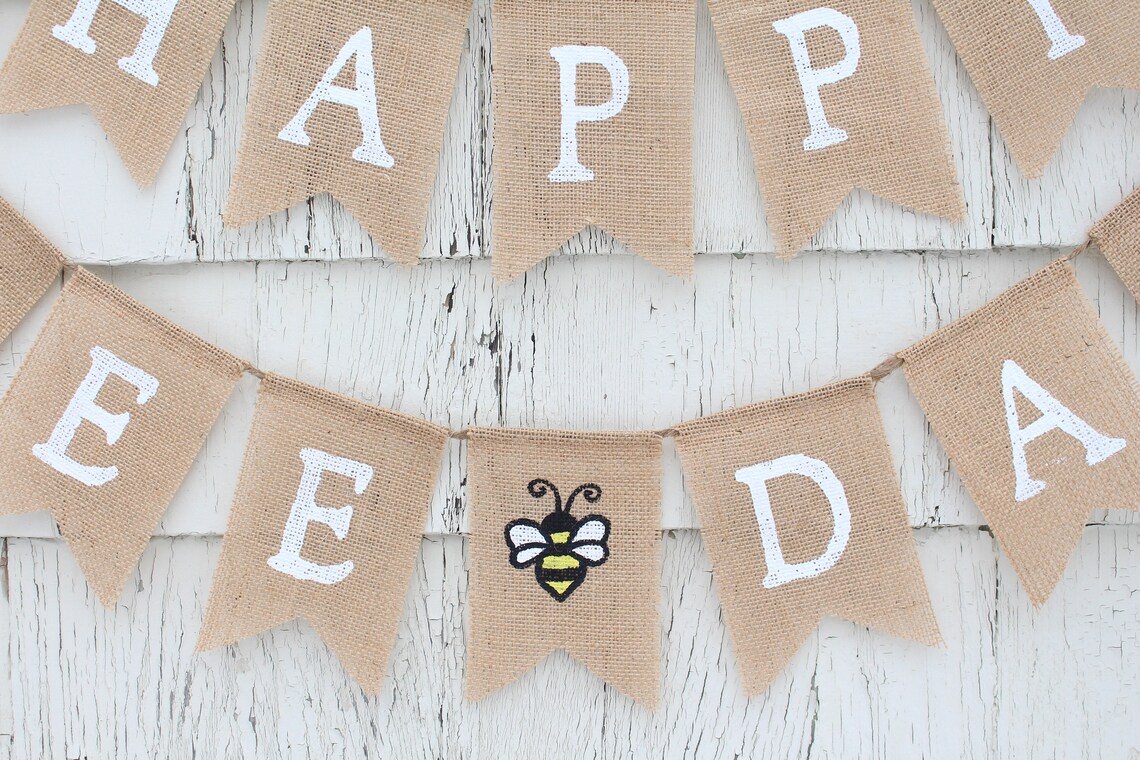 Happy Bee Day Banner Bee Birthday Party Bumble Bee Party | Etsy