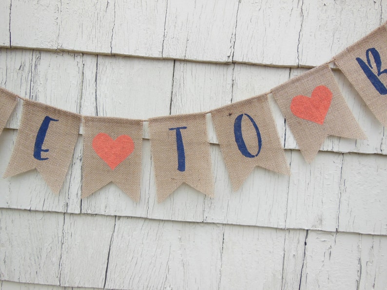 Miss to Mrs Banner, Navy Blue Bridal Shower Decor, Miss to Mrs Bunting Garland, Engagement Banner Engaged Garland, Burlap Rustic Shower Sign image 4