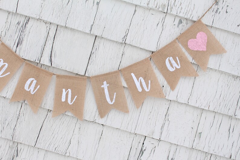 Custom Baby Name Banner, Script Banner, Personalized Baby Bunting, Baby ...