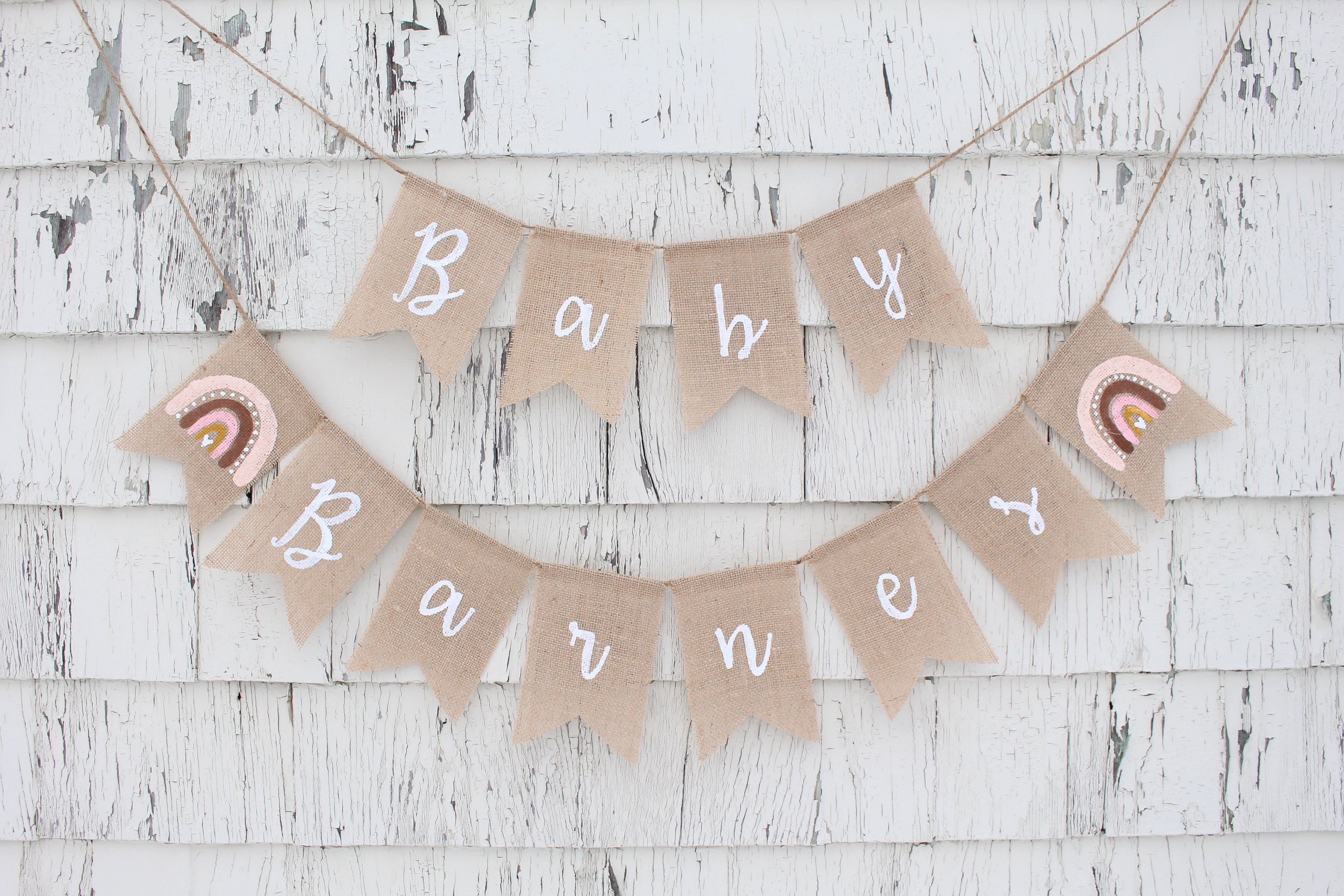 Boho Rainbow Baby Shower Banner Custom Baby Name Banner Etsy