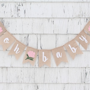 Greenery Baby Shower Banner, Greenery Shower Decorations, Baby Shower Burlap Banner, Oh Baby Burlap Banner, Gender Neutral baby Shower Decor image 4