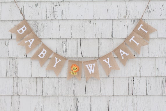 Lion Baby Shower Decorations, Lion Baby Banner, Custom Name Banner, Personalized Baby Banner, Custom Baby Banner, Safari Baby Shower Banner