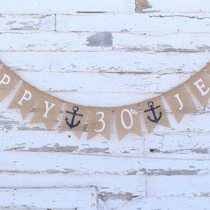 Custom Happy Birthday Banner, Nautical Happy Birthday Banner, 50th Birthday Decor, Birthday Bunting, Birthday Garland, 40th, 30th, 60th