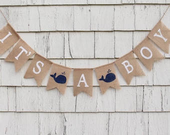 Whale Baby Shower Decorations, Whale Baby Boy Banner, Its a Boy Banner, Whale Themed Baby Shower, Whale Baby Shower, Nautical Baby Shower