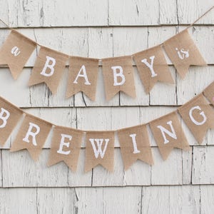 A Baby Is Brewing Baby Shower Banner, Hugs and Chugs, Beer Dudes and Diapers, Brews Before Baby is Due, Coed Couples Baby Shower Decor bild 3