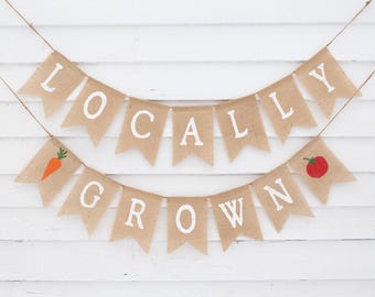 Locally Grown Baby Shower Banner, Farmers Market Shower Decorations, Locally Grown Banner, Little Sprout, Vegetable Theme Decor