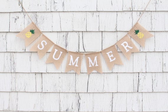 Summer Banner, Summer Bunting, Summer Garland, Home Decor, Summer Decor, Burlap Banner, Burlap Bunting, Pineapple Banner, Burlap garland