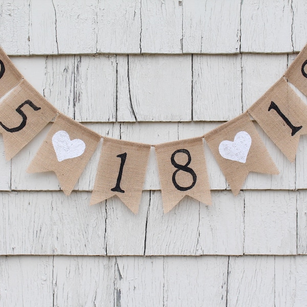 Save the Date Banner, Save the Date Bunting, Bridal Shower Banner, Engagement Banner Photo Prop, Rustic Shower Decorations, Burlap Banner