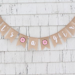 Donut Baby Shower Decorations, Doughnut Baby Shower, Its A Boy Banner, Its A Boy Burlap Bunting, Donut Banner, Baby Boy Shower Decorations image 4