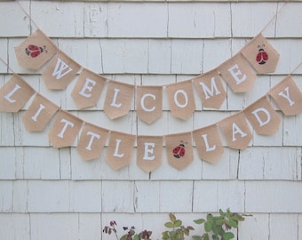 Little Lady Baby Shower, Lady Bug Shower Decorations, Lady Bug Banner, Little Lady Banner, Welcome Little Lady Banner, Ladybug Baby Shower