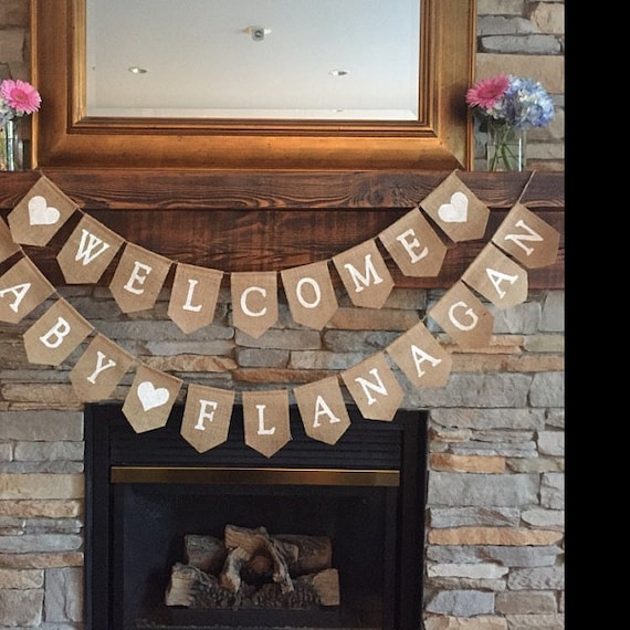 Gender Neutral Baby Shower Welcome Baby Banner Rustic Baby Etsy