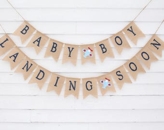 Airplane Theme Baby Shower, Aviation Shower Decorations, Welcoming Baby Boy, Airplane Burlap Banner, Baby Boy Landing Soon, Little Explorer