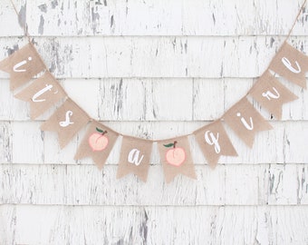 Peach Baby Shower Decorations, Burlap Baby Shower Banner, Summer Baby Shower, Its A Girl Banner, Sweet As A Peach