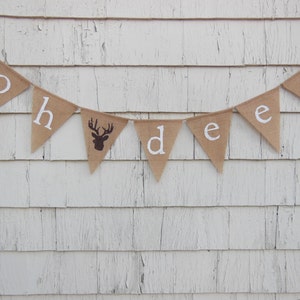 Oh Deer Shower Decor, Oh Deer banner, Woodland Baby Decor, Woodland Nursery, Oh Deer Baby Shower, Its A Boy, Woodland Burlap Bunting Garland