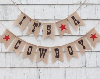 Cowboy Baby Shower Decorations, Cowboy Banner, Its A Cowboy, Rodeo Baby Shower, Western Theme Baby Shower Banner, Rustic Burlap Banner