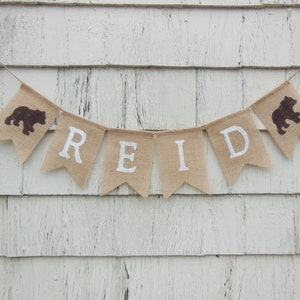 Bear Woodland Nursery Decor, Custom Personalized Name Banner, Bear Baby Shower Decorations, Woodland Baby Shower, Woodland Baby Banner