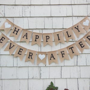 Happily Ever After Banner, Happily Ever After Bunting, Rustic Wedding Decor, Burlap Banner, Burlap Bunting, Rustic Country Bridal Shower