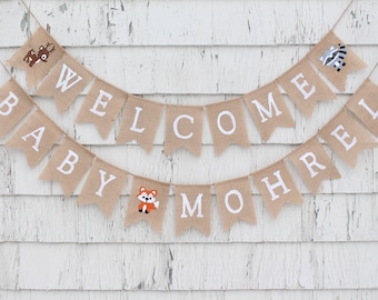 Woodland Baby Shower Decorations, Woodland Baby Banner, Baby Boy Shower Decor, Baby Shower Banner, Custom Baby Banner, Fox Baby Shower