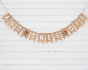Kentucky Derby Bridal Shower Decorations, And She’s Off Banner, Off to the Alter, Derby Bachelorette Party, Kentucky Derby Banner