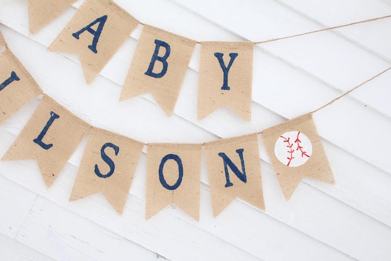 Baseball Baby Shower Decorations, Baseball Baby Banner, Custom Baby Banner, All Star Baby Shower, Vintage Baseball Shower, Personalized Name image 3