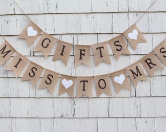 Rustic Bridal Shower Decorations, Bridal Shower Banners, Country Shower Ideas, Miss To Mrs Burlap Banner, Country Bridal Shower Banners