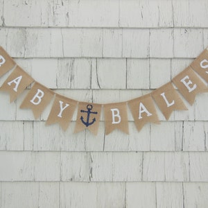 Custom Baby Banner, Nautical Baby Shower, Nautical Shower Decorations, Anchor Banner, Personalized Baby Shower Banner, Name Burlap Banner