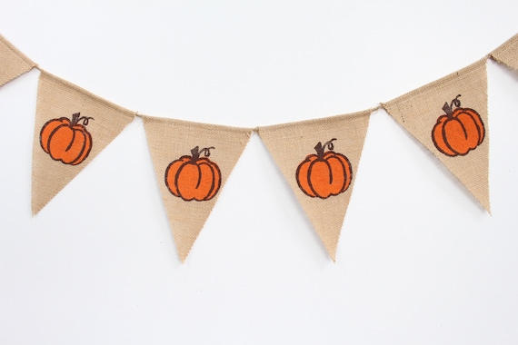 Pumpkin Burlap Banner, Thanksgiving Decorations, Halloween Banner, Fall Burlap Banner, Thanksgiving Banner, Burlap Bunting, Autumn Decor