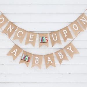 Once Upon A Baby Banner, Once Upon A Time Baby Shower, Story Book Theme Shower, Fairytale Childrens Book Decorations, A New Chapter Begins