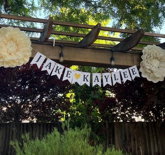 Custom Name Banner, Personalized Couples Name Banner, Wedding Banner, Engagement Party Banner, Bridal shower Decorations, Wedding Decoration