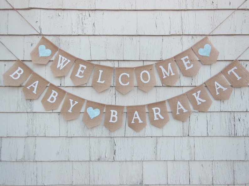 Welcome Baby Banner, Baby Shower Decor, Burlap Baby Banner, Baby Shower Banner Garland, Burlap Garland, Baby Bunting, Custom Personalized image 4