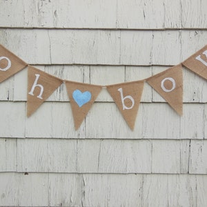 Oh Boy Banner, Oh Boy Baby Shower, Baby Boy Banner, Baby Boy Bunting, Baby Garland, Baby Shower Decorations, Gender reveal, Burlap Banner