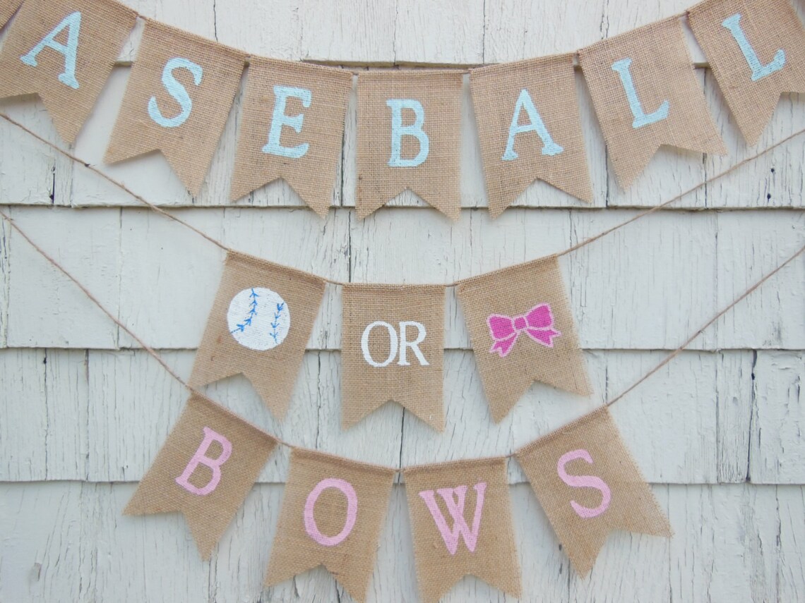 Baseballs or Bows Gender Reveal Baseballs or Bows Banner Etsy