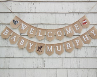 Woodland Baby Shower Decorations, Woodland Baby Banner, Baby Boy Shower Decor, Baby Shower Banner, Custom Baby Banner, Fox Baby Shower
