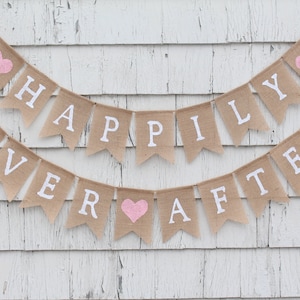 Happily Ever After Banner, Happily Ever After Garland Bunting, Rustic Wedding Decorations, Burlap Banner Bunting, Country Barn Wedding Decor