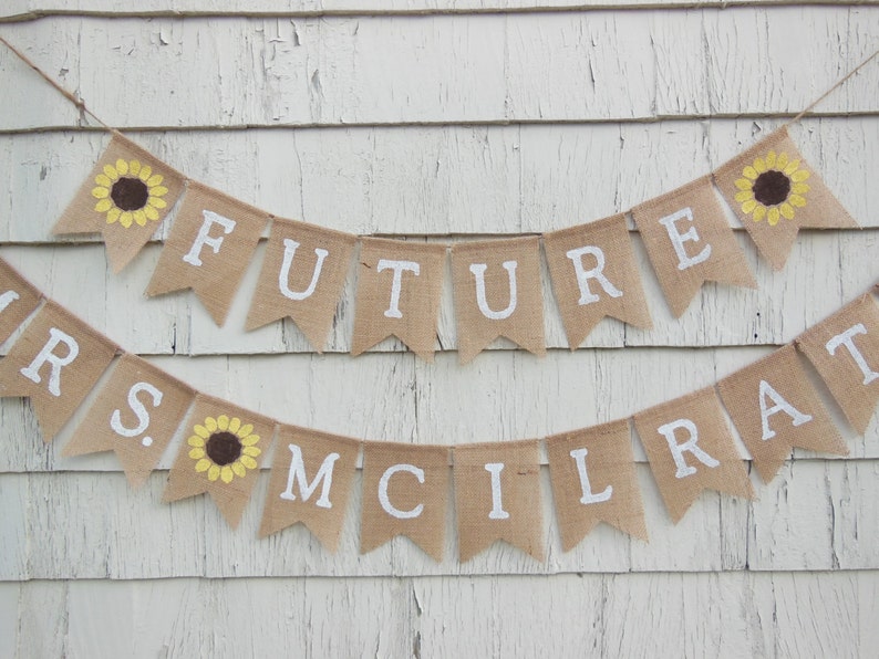 Future Mrs Banner, Custom Banner, Future Mrs garland, Engagement, Bridal Shower Decor, Personalized Burlap Banner Photo Prop, Rustic Country image 4