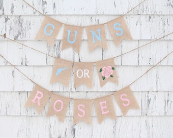 Guns or Roses Gender Reveal, Guns Or Roses Banner, Gender Reveal Party Decor, Gender Reveal Banner, Guns Or Roses Baby Shower Banner