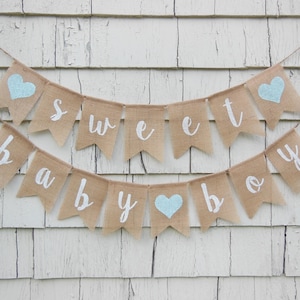 Sweet Baby Boy Banner, Rustic Baby Shower Decorations, Baby Boy Banner, Burlap Baby Shower Banner, Sweet Baby Boy, Baby Shower Bunting image 1